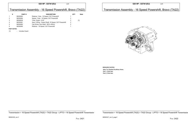 Versatile Tractor 520 HP D2T4f EU Parts Catalog 1
