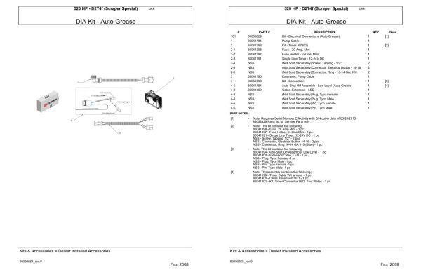 Versatile Tractor 520 HP D2T4f Scraper Special Parts Catalog 2
