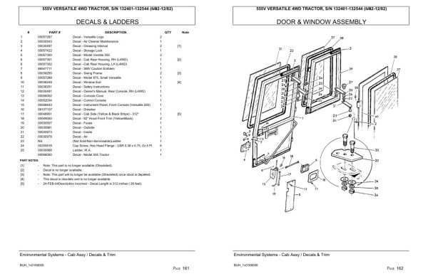 Versatile Tractor 555V 4WD 132401 132544 Parts Catalog 1982 2