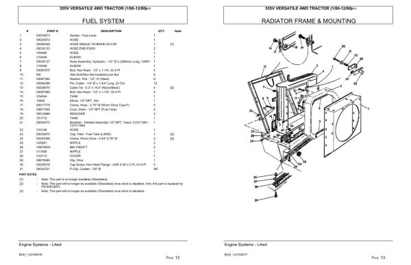 Versatile Tractor 555V 4WD Parts Catalog 1980 2