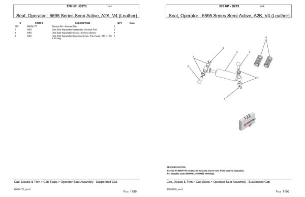Versatile Tractor 570 HP D2T3 Parts Catalog 1