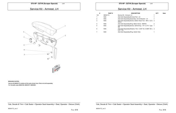 Versatile Tractor 570 HP D2T4f Scraper Special Parts Catalog 1