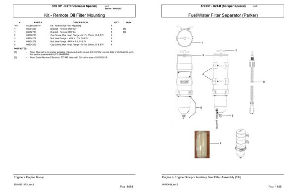 Versatile Tractor 570 HP D2T4f Scraper Special Parts Catalog 2