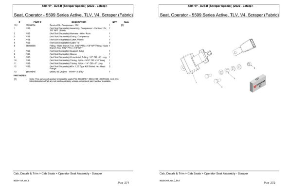 Versatile Tractor 580 HP D2T4f Scraper Special Parts Catalog 2022 1