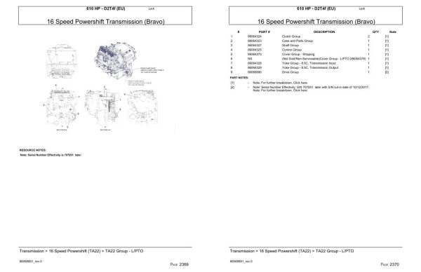 Versatile Tractor 610 HP D2T4f EU Parts Catalog 2