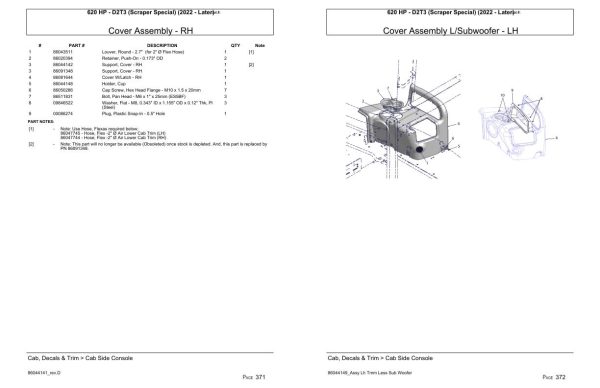Versatile Tractor 620 HP D2T3 Scraper Special Parts Catalog 2022 2