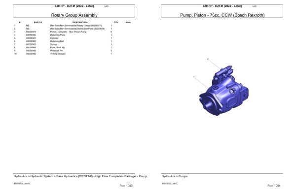 Versatile Tractor 620 HP D2T4f Parts Catalog 2022 1