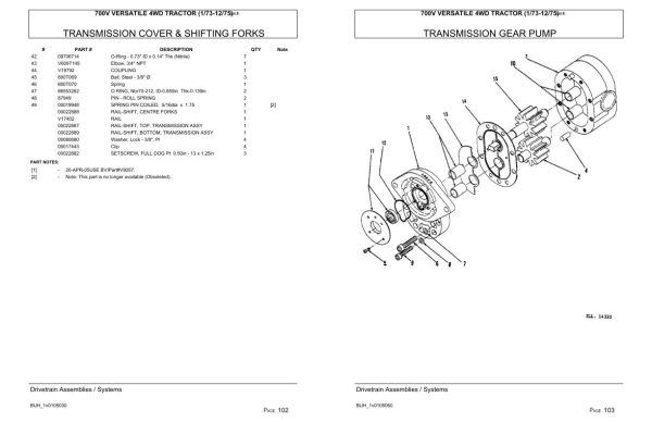 Versatile Tractor 700V 4WD Parts Catalog 1973 1975 2