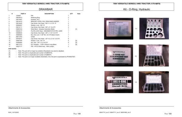 Versatile Tractor 700V Series 2 4WD Parts Catalog 1976 2