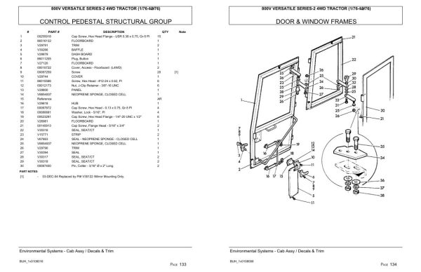 Versatile Tractor 800V Series 2 4WD Parts Catalog 1976 2