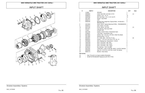 Versatile Tractor 895V 4WD Parts Catalog 1981 2