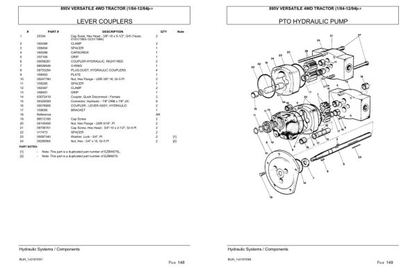 Versatile Tractor 895V 4WD Parts Catalog 1984 2
