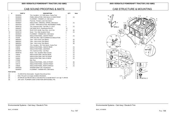 Versatile Tractor 895V Powershift Parts Catalog 1982 2