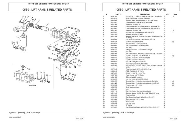 Versatile Tractor 8970 6 CYL Genesis Parts Catalog 1993 2001 2