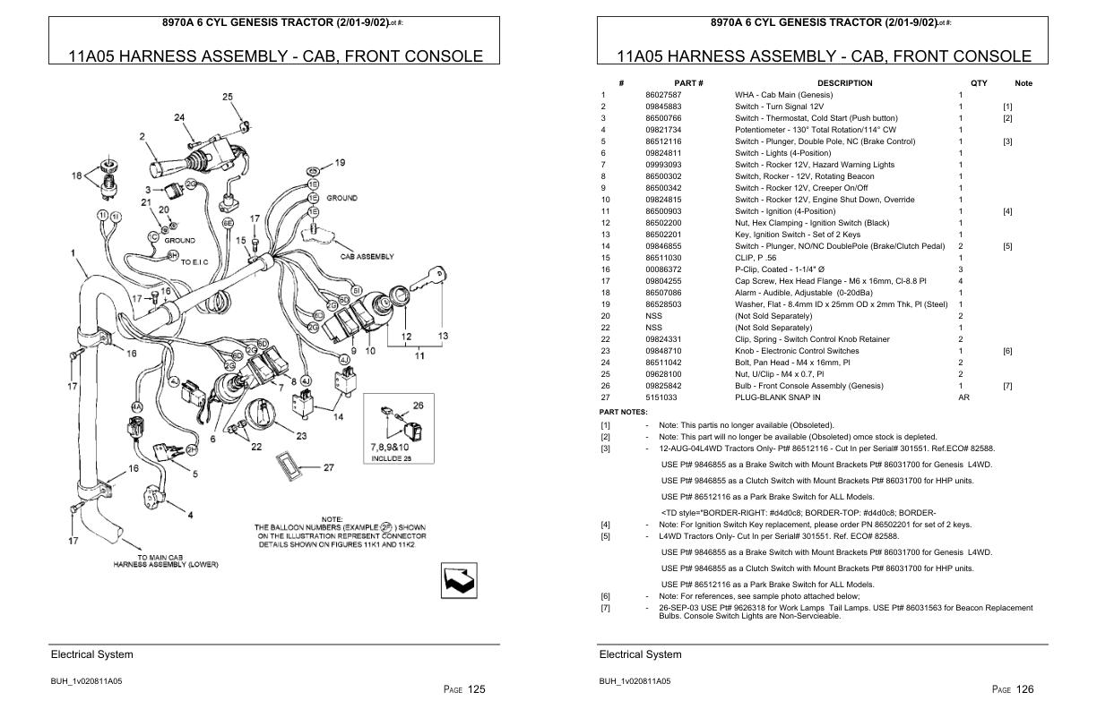 Versatile Tractor 8970A 6 CYL Genesis Parts Catalog 20012002