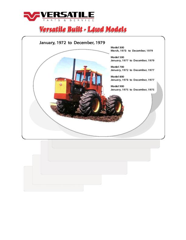 Versatile Tractor 900V 4WD Parts Catalog 1975 1