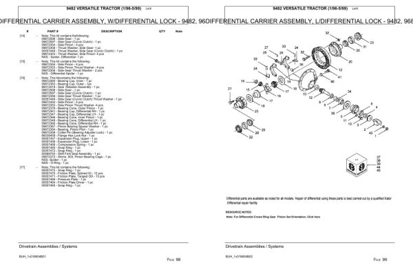 Versatile Tractor 9482 Parts Catalog 1996 1999 2