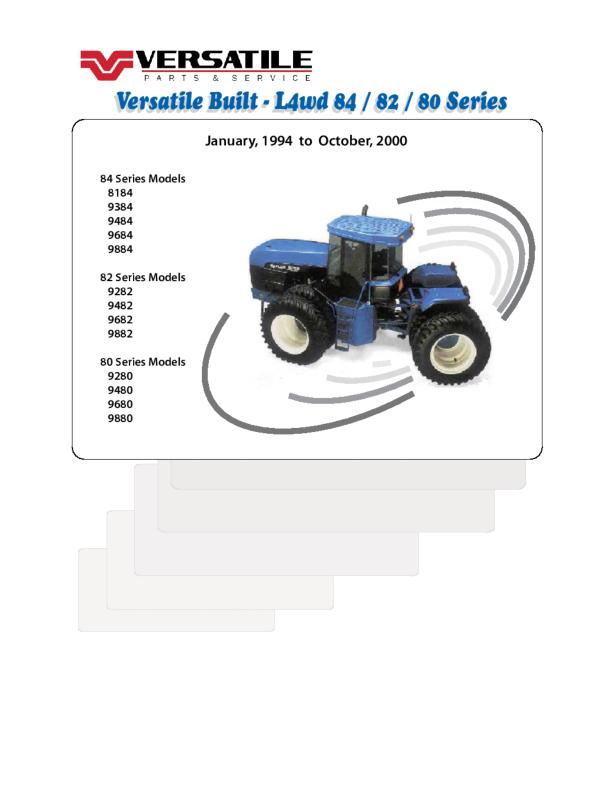 Versatile Tractor 9484 Large 4WD Parts Catalog 1999 2000 1