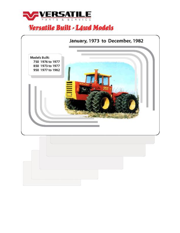 Versatile Tractor 950V Large 4WD Parts Catalog 1978 1