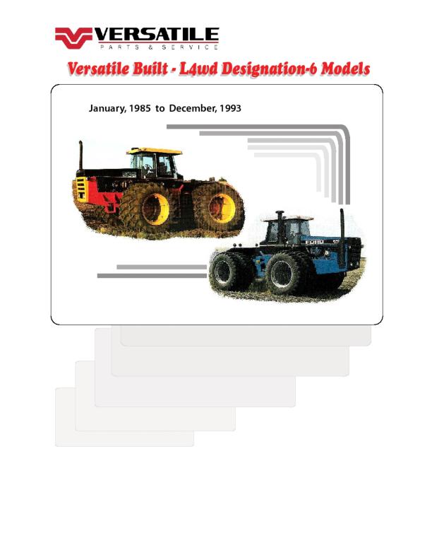 Versatile Tractor 956V Large 4WD Parts Catalog 1985 1