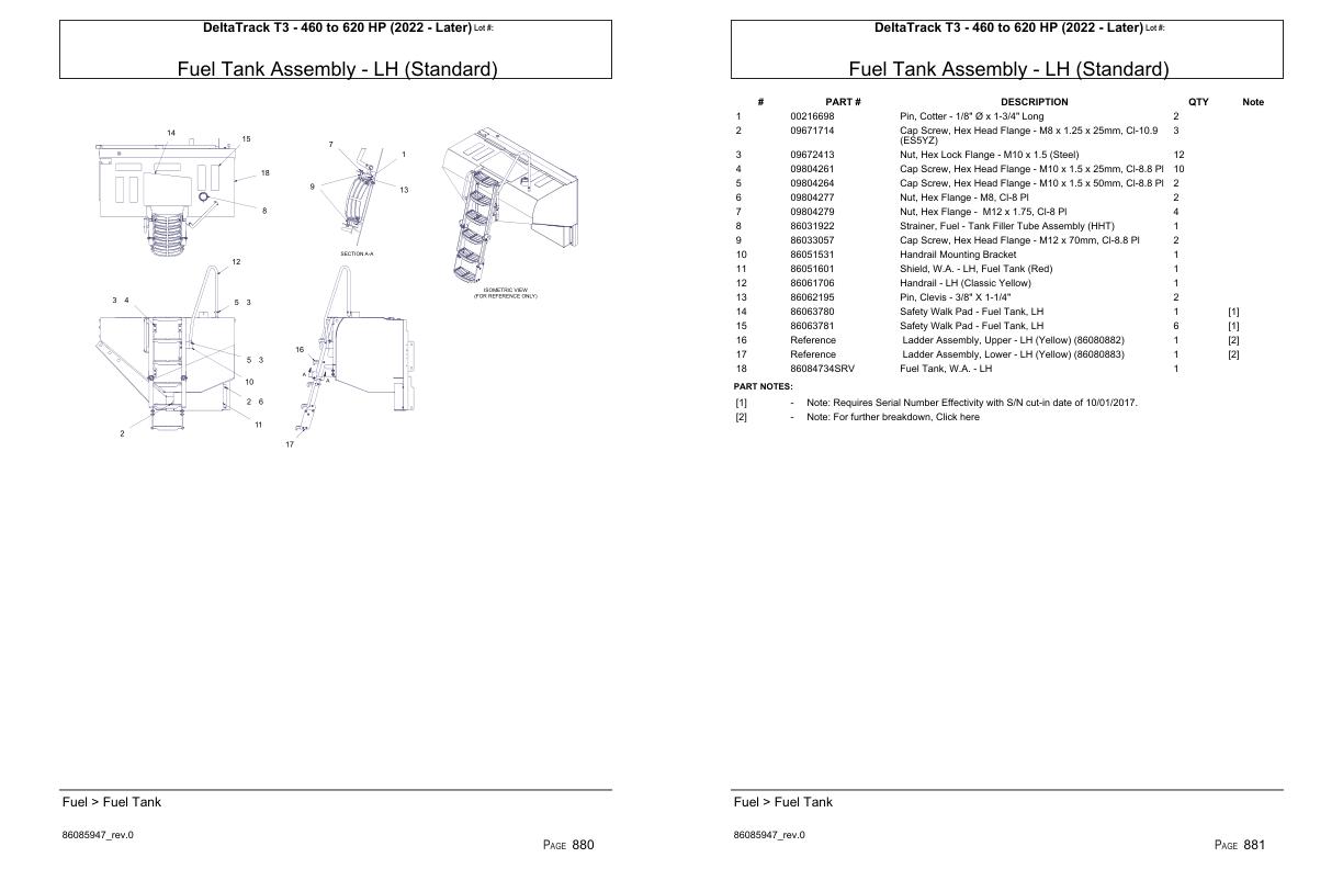 Versatile Tractor DeltaTrack T3 460 to 620 HP Parts Catalog 2022