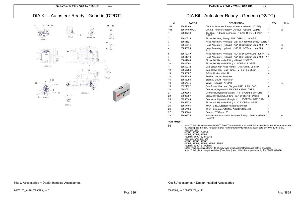 Versatile Tractor DeltaTrack T4f 520 to 610 HP Parts Catalog 1