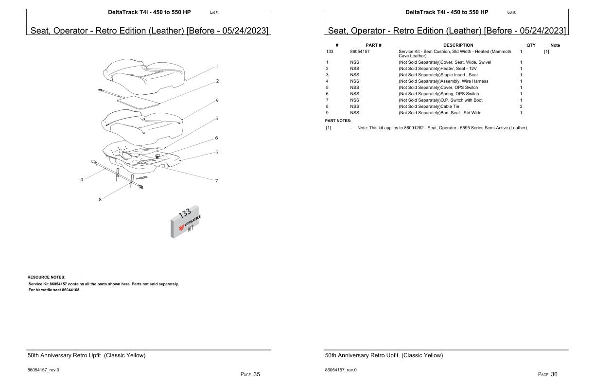 Versatile Tractor DeltaTrack T4i 450 to 550 HP Parts Catalog 1