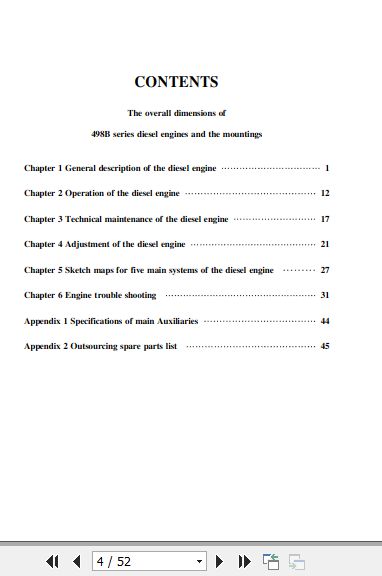 Xinchai Engine 2 4t 498 Series Operation Maintenance Manual 2008 EN 1