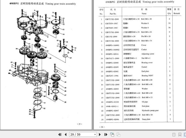 Xinchai Engine 498BPG A498BPG 498BT A498BT Parts Catalog 2008 EN ZH 2
