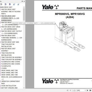 Yale Forklift MPR080VG MPR100VG A284 Parts Service Manual 2024 1