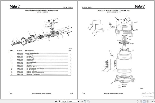 Yale Forklift MPR080VG MPR100VG A284 Parts Service Manual 2024 2