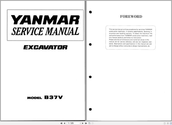 Yanmar Excavator B37V Service Manual 1