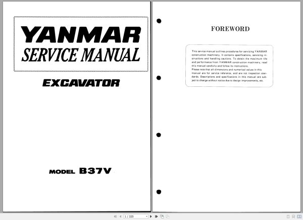 Yanmar Excavator B37V Service Manual 44399040 1
