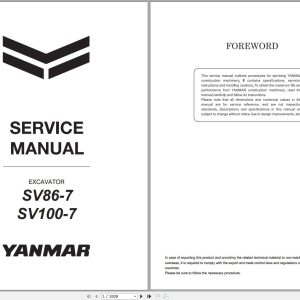 Yanmar Excavator SV86 7 SV100 7 Service Manual MMB69ENMA00200 1