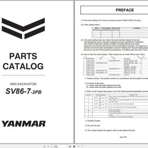 Yanmar Mini Excavator SV86 7 2PB Parts Catalog CPC39ENMA00100 1