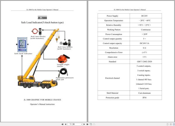 Yichang JingLian Mobile Crane JL 3000 Operators Manual 1