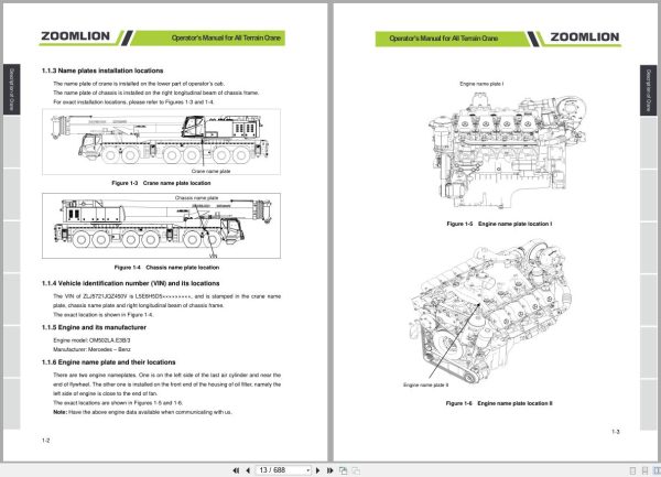 Zoomlion Terrain Crane ZAT4500V ZLJ5721JQZ450V Operators Manual 2