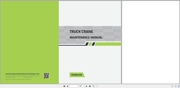 Zoomlion Truck Crane ZTC Series Maintenance Manual 1