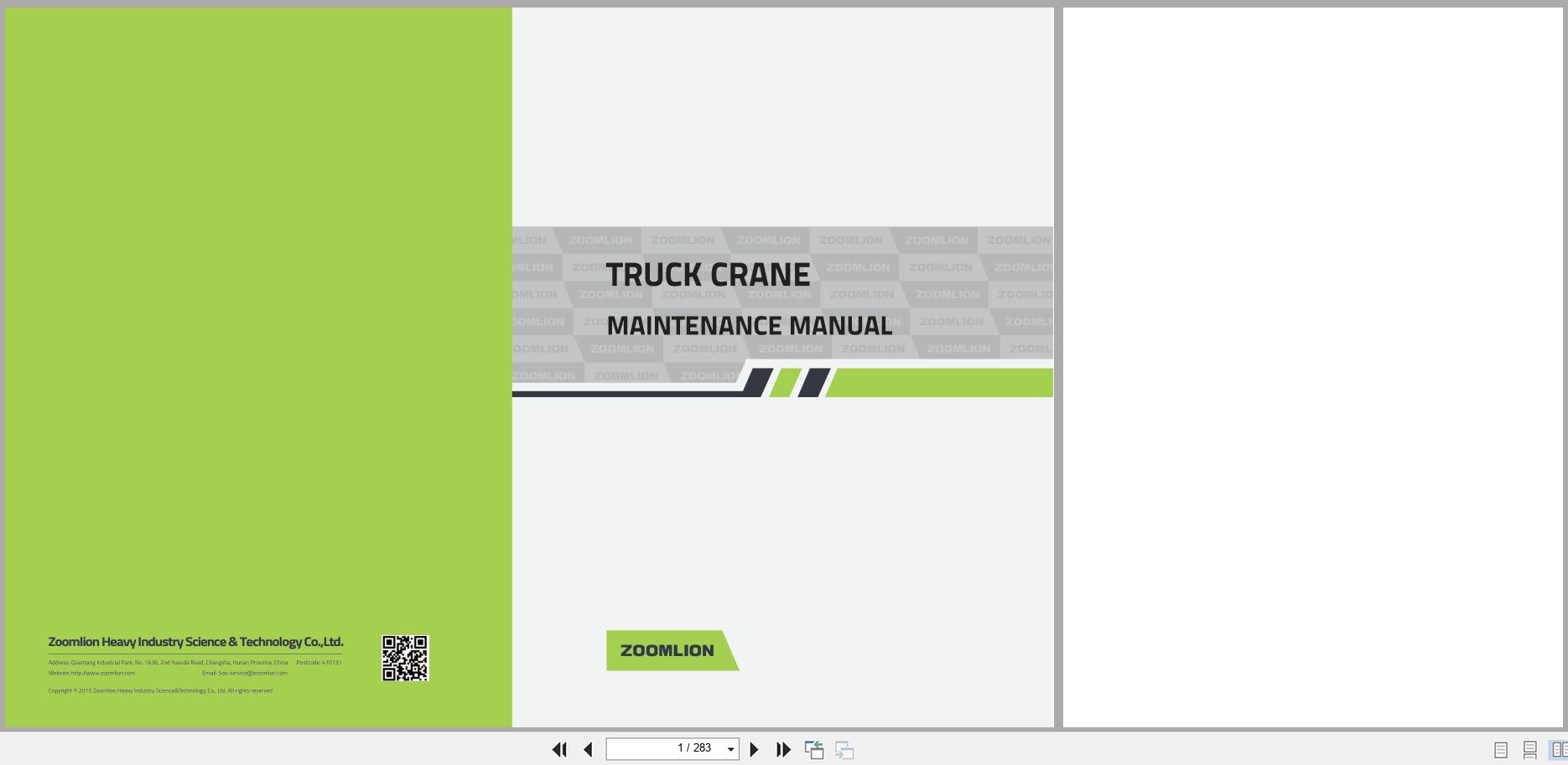 Zoomlion Truck Crane ZTC Series Maintenance Manual 1