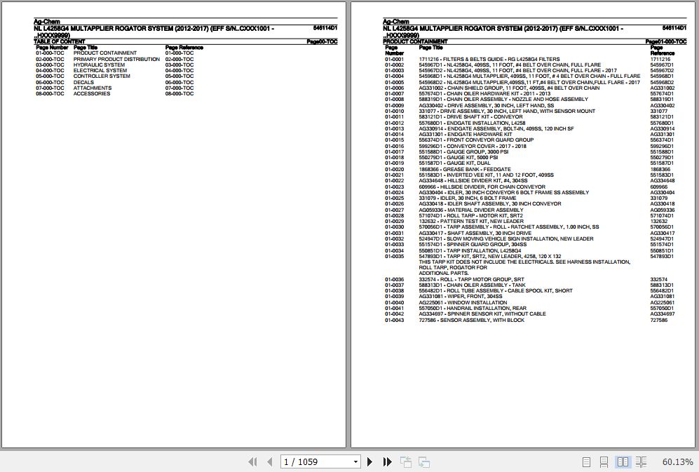 Ag Chem Multapplier Rogator System NL L4258G4 Parts Catalog 546114D1 1