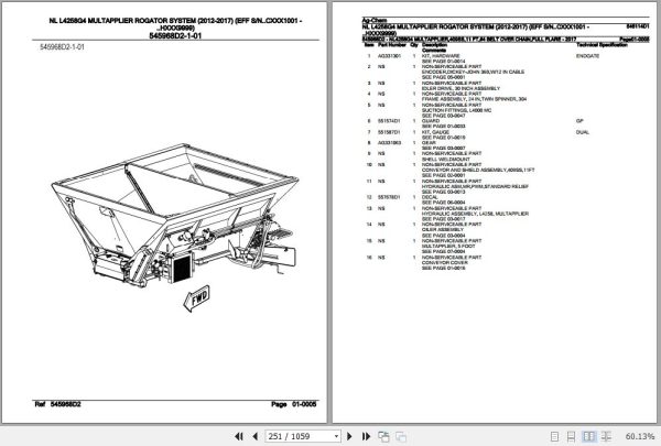 Ag Chem Multapplier Rogator System NL L4258G4 Parts Catalog 546114D1 2