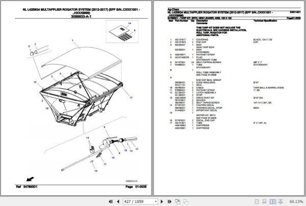 Ag Chem Multapplier Rogator System NL L4258G4 Parts Catalog 546114D1 3