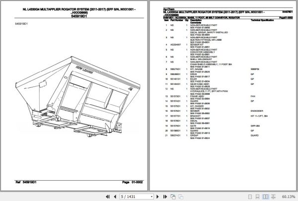 Ag Chem Multapplier Rogator System NL L4330G4 Parts Catalog 544878D1 2