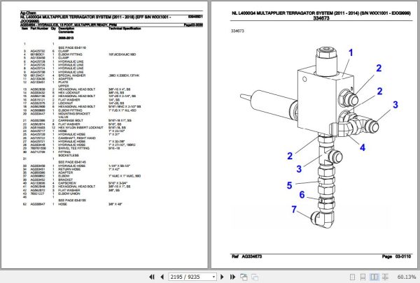 Ag Chem Multapplier Terragator System NL L4000G4 Parts Catalog 539455D1 2