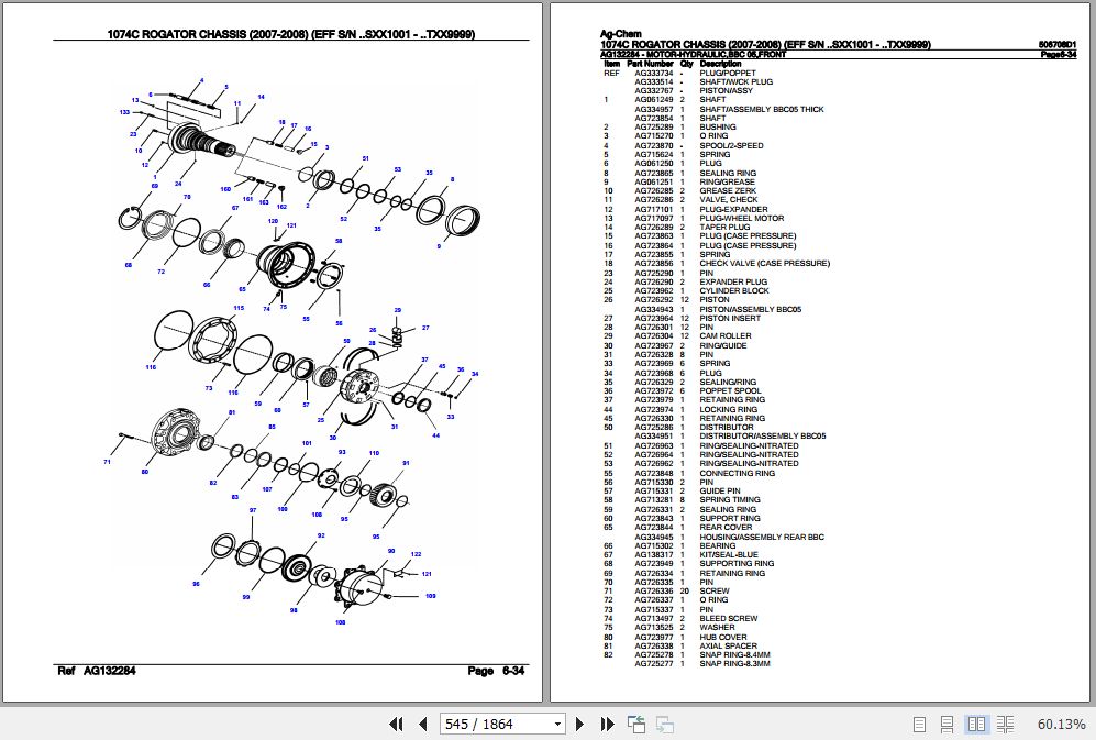 Ag Chem Rogator Chassis 1074C Parts Catalog 506708D1 2