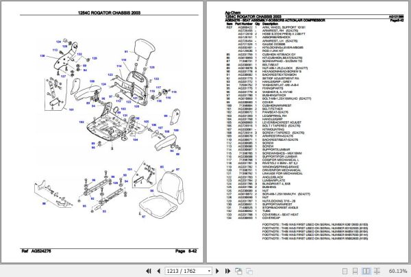 Ag Chem Rogator Chassis 1254C Parts Catalog AG121386 2