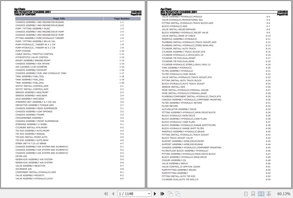 Ag Chem Rogator Chassis 854 Parts Catalog AG546540 1