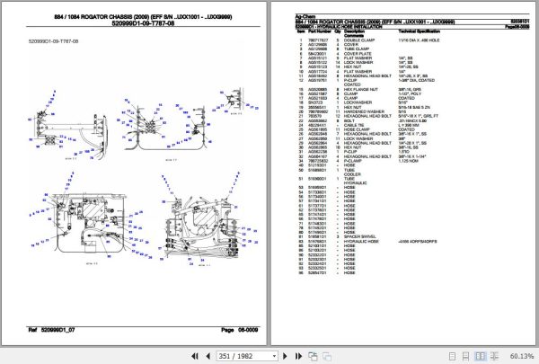 Ag Chem Rogator Chassis 884 1084 Parts Catalog 520361D1 3