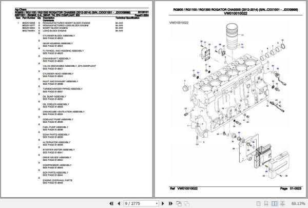 Ag Chem Rogator Chassis RG900 RG1100 RG1300 Parts Catalog 531261D1 2