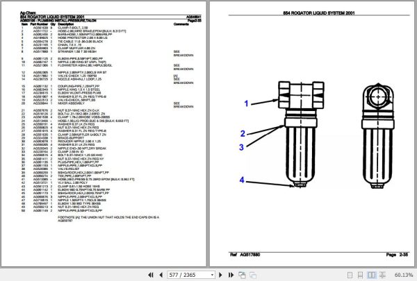 Ag Chem Rogator Liquid System 854 Parts Catalog AG546541 3